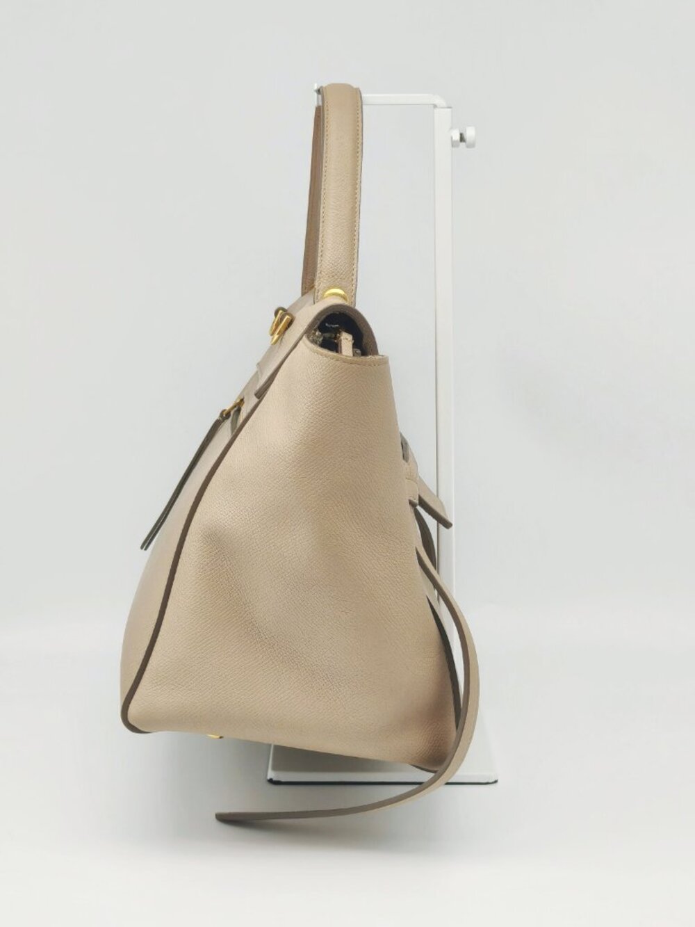 Celine Mini Belt Bag Beige Grained Leather Top Handle Handbag - Picture 9 of 13